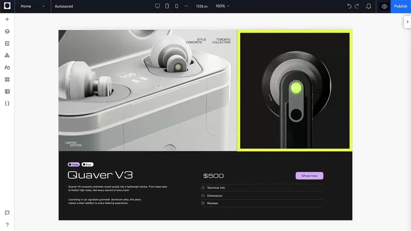Screenshot of new wix studio editing a website