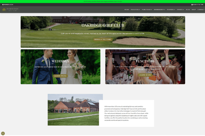 A screenshot of the homepage the Oakridge website