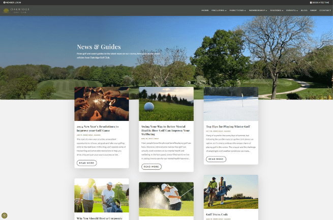 A screenshot of the blogs page on the Oakridge website