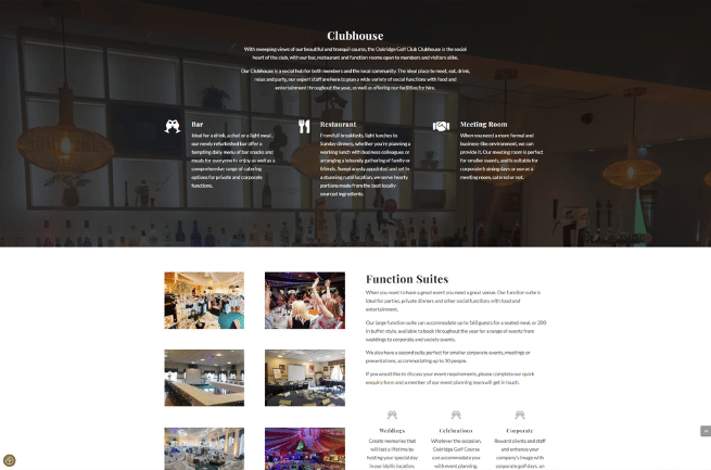 A screenshot of the clubhouse page on the Oakridge website