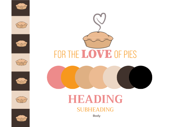 An image of our client, For The Love Of Pies, branding kit - showing their visual brand identity.