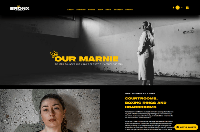 A screenshot of the Our Marnie page on the Bronx website 
