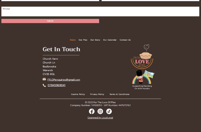 For The Love Of Pies is a client of LoudLocal. This image shows a screenshot of For The Love Of Pies charity partnership.