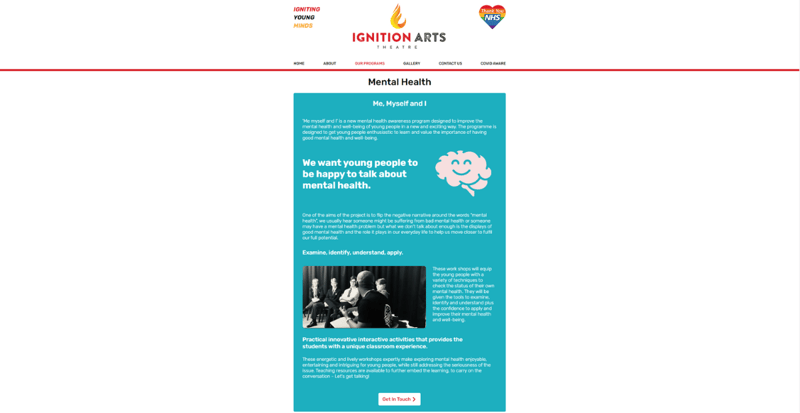 The Mental Health programme page on the Ignition Arts website.