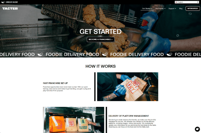 A screenshot of the get started page on the Taster website designed by LoudLocal
