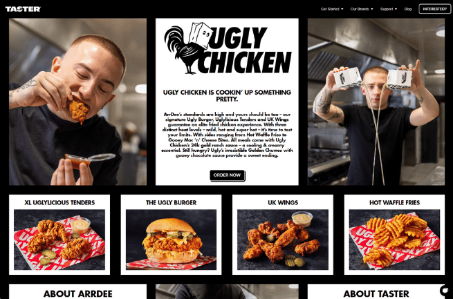 A screenshot of the franchise page on the Taster website designed by LoudLocal