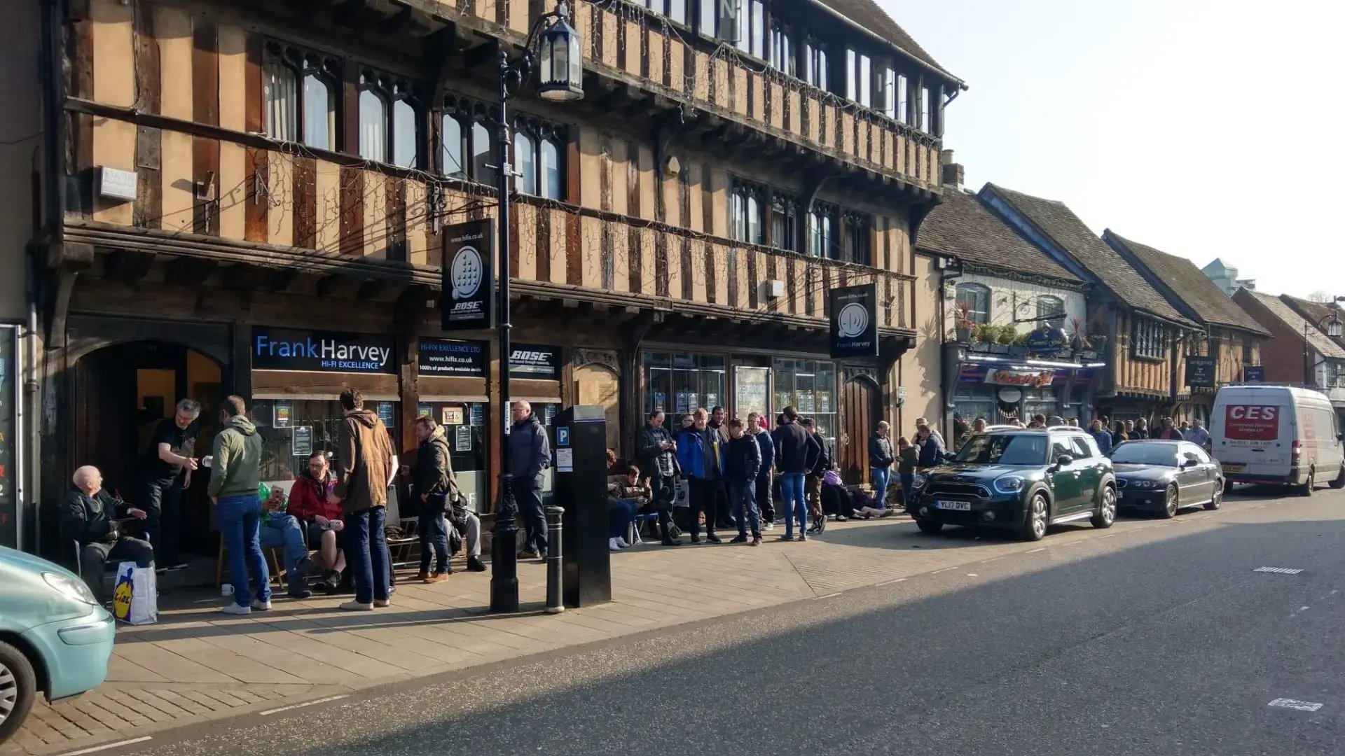 HiFix is a client of LoudLocal, this image shows the store front of HiFix in Coventry with a queue of people outside.