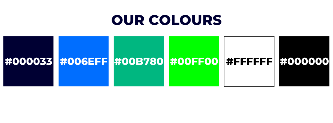 Example colour palette for brand guidelines using LoudLocal's colour scheme