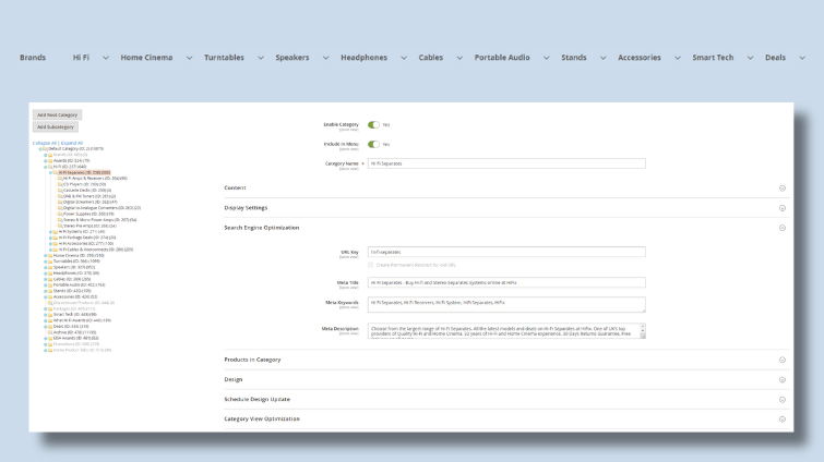 HiFix are a client of LoudLocal, this image shows a screenshot of how the product categories on HiFix's website were optimised