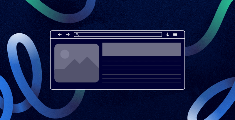 A graphic displaying blue and green scribbles surrounding the outside of the page with a search engine tab opened in the middle of the design