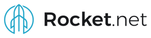 Rocket.net logo in blue and black