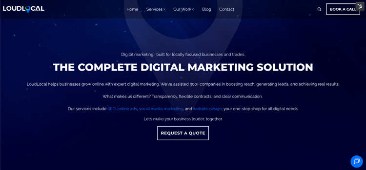 An example screenshot using LoudLocal's website homepage to highlight the clear CTAs.