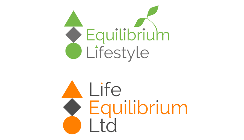 Equilibrium Lifestyle and Life Equilibrium Ltd logos with green and orange geometric symbols.