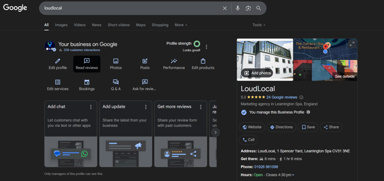 google business profile console example