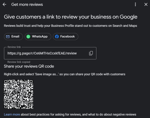 generate google review qr code example