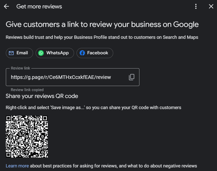 generate google review qr code example