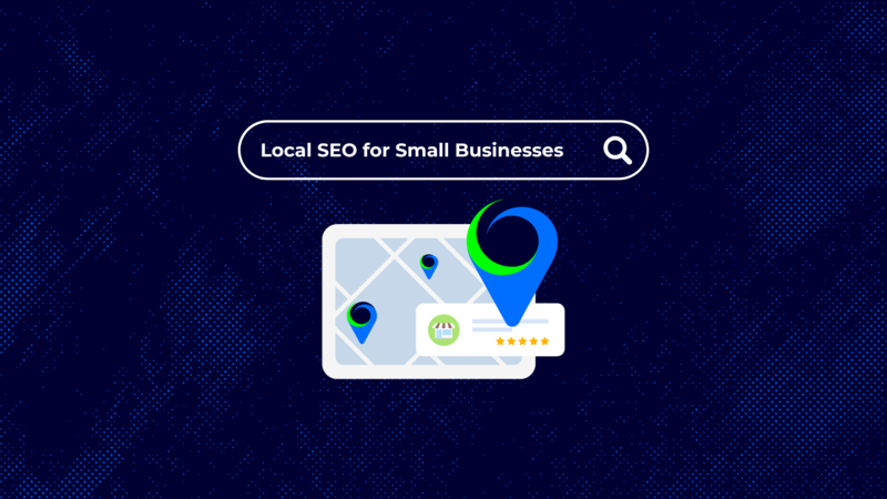 A map with the loudlocal log icon on top in navy blue, grey, white, and lime green.