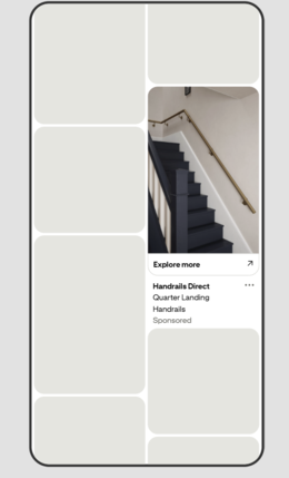 Handrails Direct ad preview showing a gold-coloured handrail beside a staircase.