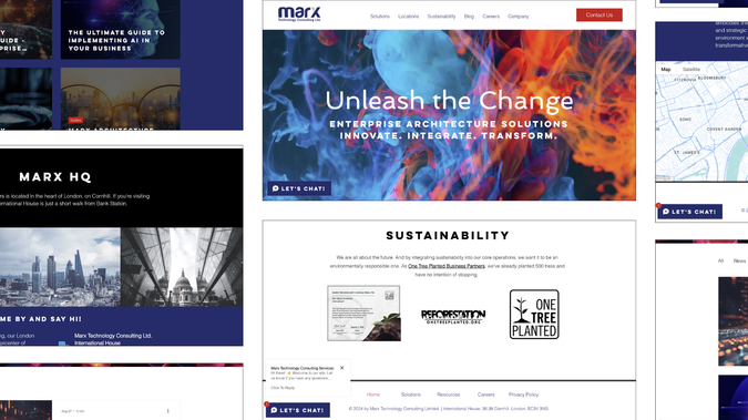 Marx website design shown in LoudLocal’s portfolio on Wix.