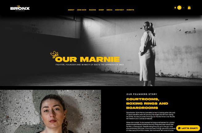 A screenshot of the Our Marnie page on the Bronx website 