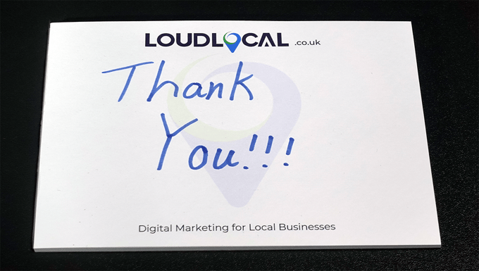search engine optimisation for local businesses thank you post it note with writing