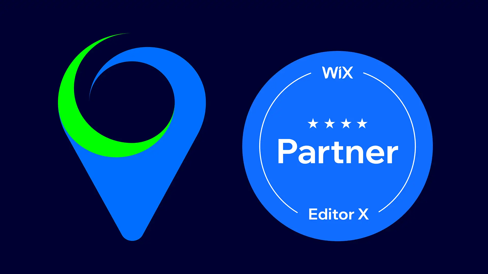 An image of LoudLocal's logo next to the Wix Partner logo on a dark blue backgroun